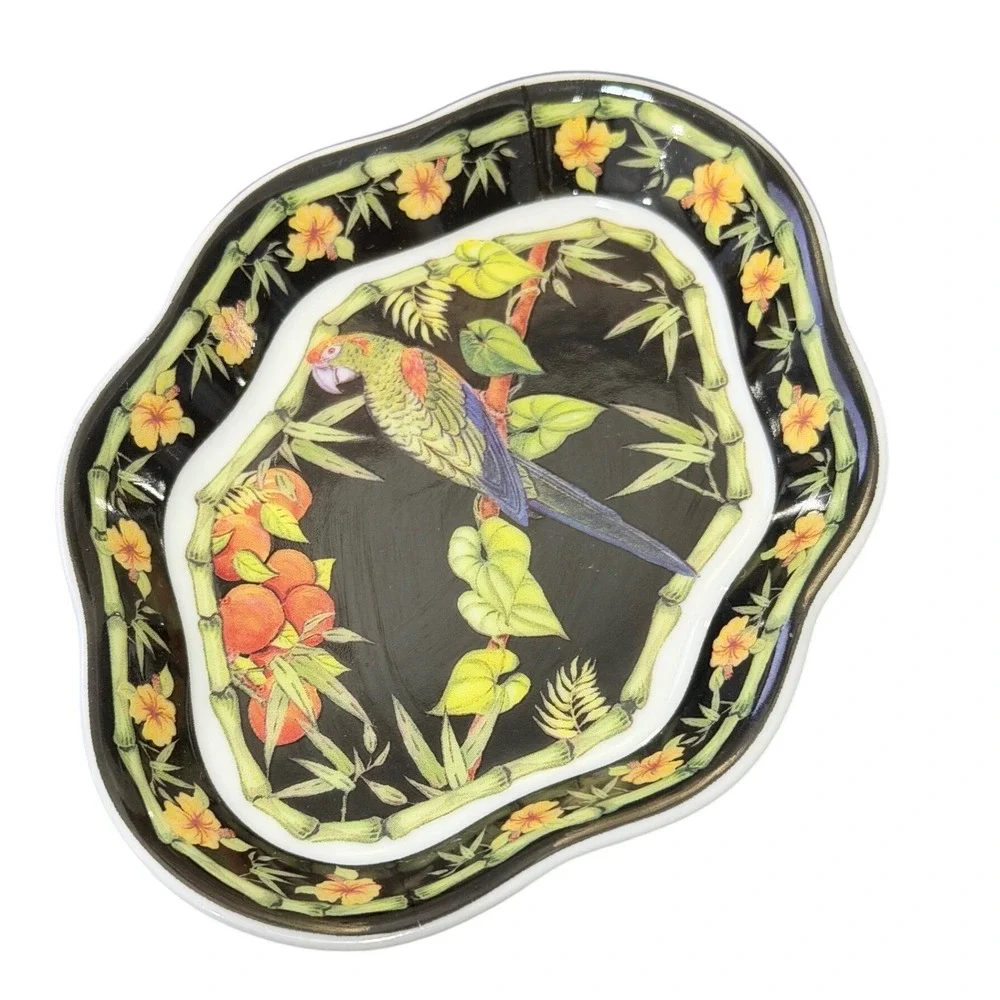 Andrea Green Winged Sadek Macaw Collection Siddhia Hutchinson Trinket Dish Black